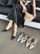 LBSFY  -  Pointed Toe Women Sandals Silk Summer Dress Shoes Gladiator Party Pumps Thin High Heels Silver Black Pink Sexy Mules Back Strap